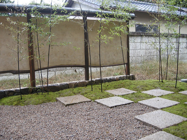 日本庭園　土塀と苔の庭